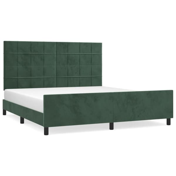 vidaXL sengeramme med sengegavl 180x200 cm fløjl mørkegrøn