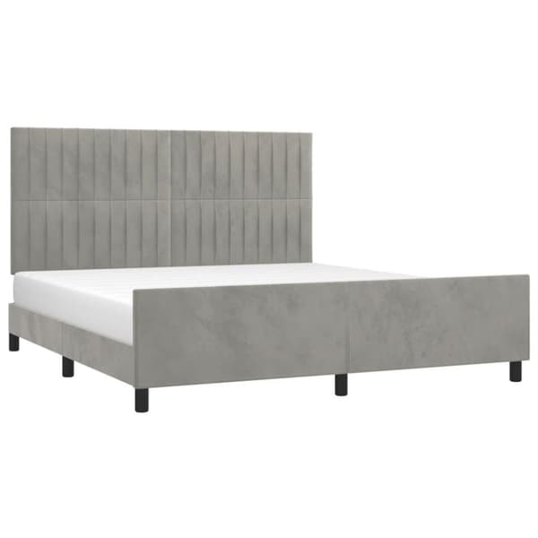 vidaXL sengeramme med sengegavl 160x200 cm fløjl lysegrå