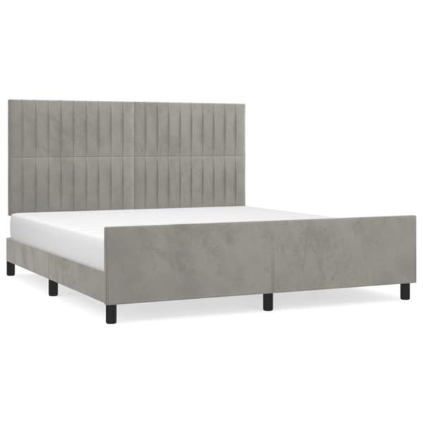 vidaXL sengeramme med sengegavl 180x200 cm fløjl lysegrå