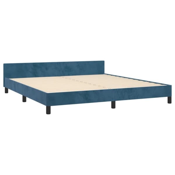 vidaXL sengeramme med sengegavl 160x200 cm fløjl mørkeblå