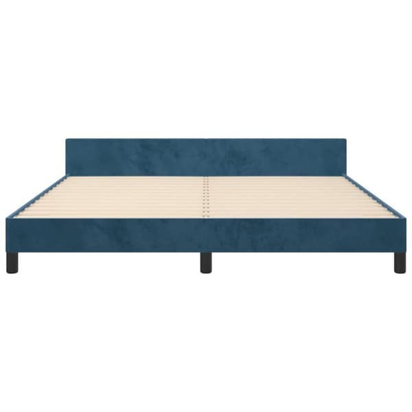 vidaXL sengeramme med sengegavl 160x200 cm fløjl mørkeblå