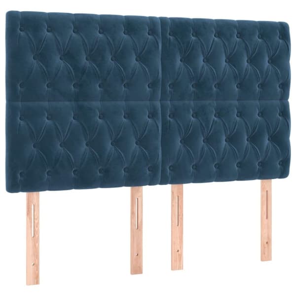 vidaXL sengeramme med sengegavl 160x200 cm fløjl mørkeblå