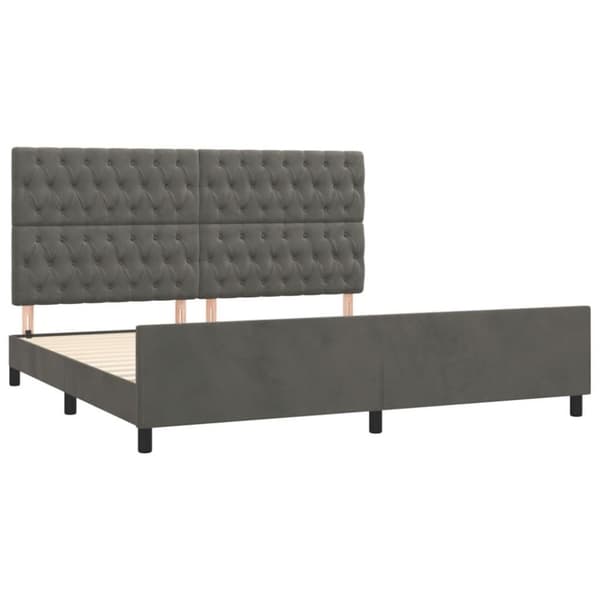 vidaXL sengeramme med sengegavl 200x200 cm fløjl mørkegrå