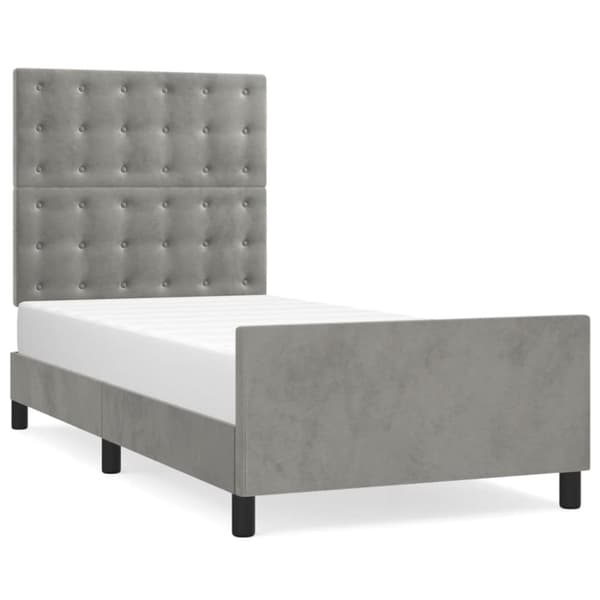 vidaXL sengeramme med sengegavl 100x200 cm fløjl lysegrå