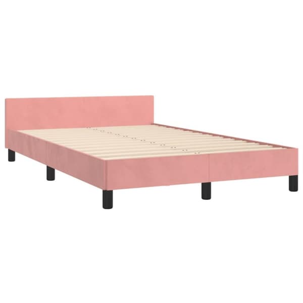 vidaXL Sängram med huvudgavel rosa 120x200 cm sammet
