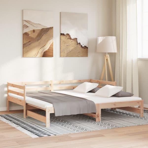 vidaXL daybed med udtræk 2x(90x190) cm massivt fyrretræ