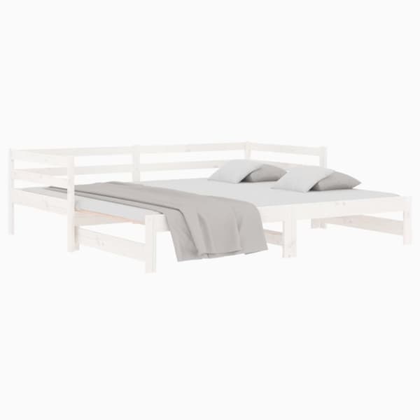 vidaXL daybed med udtræk 2x(80x200) cm massivt fyrretræ hvid