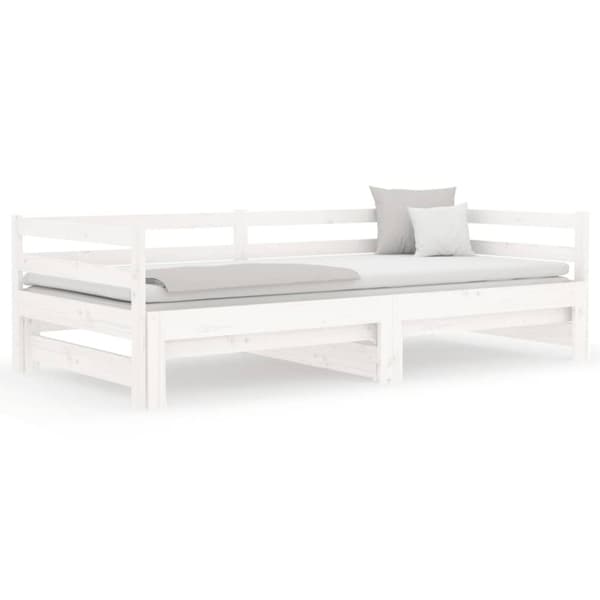 vidaXL daybed med udtræk 2x(80x200) cm massivt fyrretræ hvid
