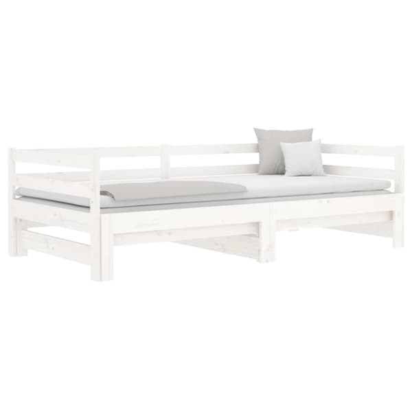 vidaXL daybed med udtræk 2x(80x200) cm massivt fyrretræ hvid