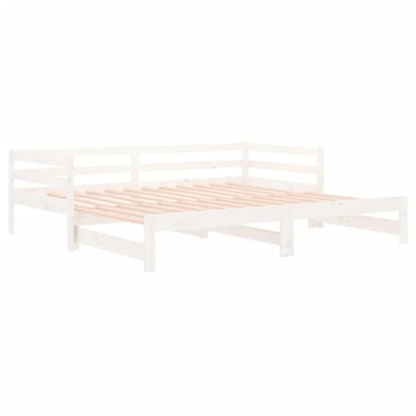 vidaXL daybed med udtræk 2x(80x200) cm massivt fyrretræ hvid