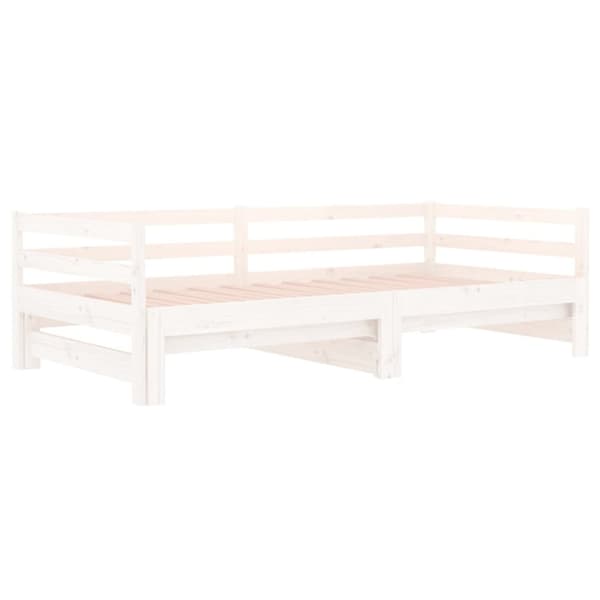 vidaXL daybed med udtræk 2x(80x200) cm massivt fyrretræ hvid