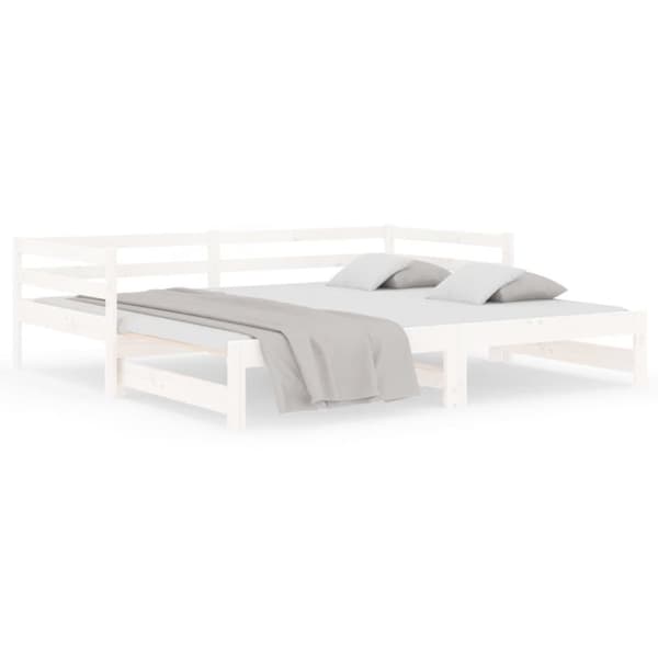 vidaXL daybed med udtræk 2x(80x200) cm massivt fyrretræ hvid