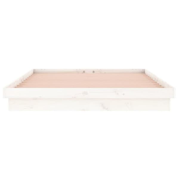 vidaXL sengeramme med LED-lys 160x200 cm massivt træ hvid
