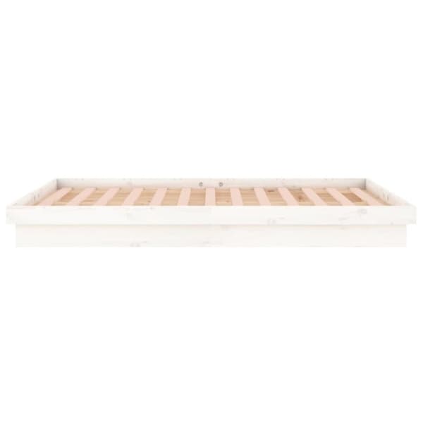 vidaXL sengeramme med LED-lys 160x200 cm massivt træ hvid