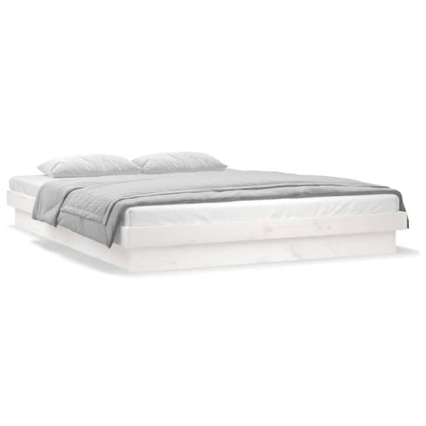 vidaXL sengeramme med LED 180x200 cm super kingsize massivt træ hvid