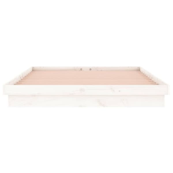 vidaXL sengeramme med LED 180x200 cm super kingsize massivt træ hvid