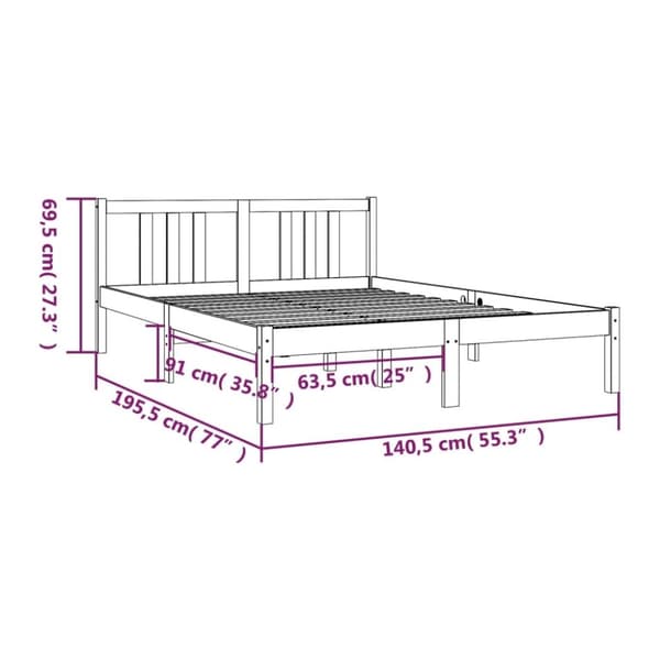 vidaXL sengeramme 135x190 cm massivt træ