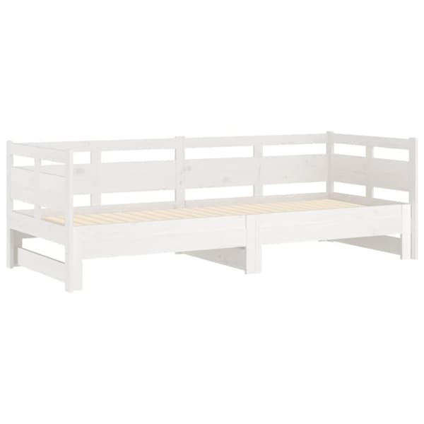 vidaXL Sohvasänky ulosvedettävä valkoinen täysi mänty 2x (80x200) cm