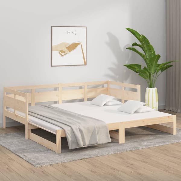 vidaXL Sohvasänky ulosvedettävä täysi mänty 2x (80x200) cm