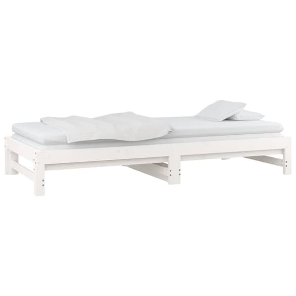 vidaXL Uttrekkbar dagseng hvit 2x(90x200) cm heltre furu