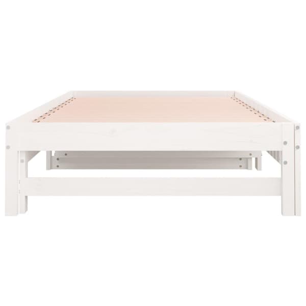vidaXL Uttrekkbar dagseng hvit 2x(90x200) cm heltre furu
