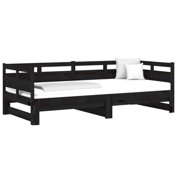 vidaXL daybed med udtræk 2x(90x190) cm massivt fyrretræ sort