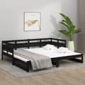 Miniatyrbillede 5 af 11: vidaXL daybed med udtræk 2x(90x190) cm massivt fyrretræ sort