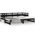 Miniatyrbillede 6 af 11: vidaXL daybed med udtræk 2x(90x190) cm massivt fyrretræ sort