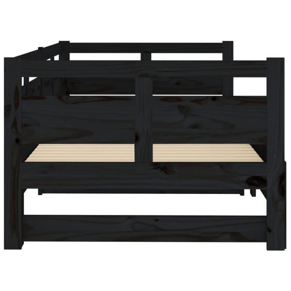 vidaXL daybed med udtræk 2x(90x190) cm massivt fyrretræ sort