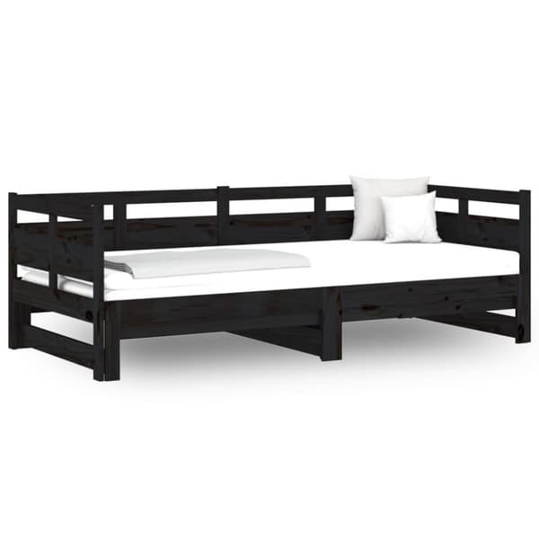 vidaXL daybed med udtræk 2x(90x190) cm massivt fyrretræ sort
