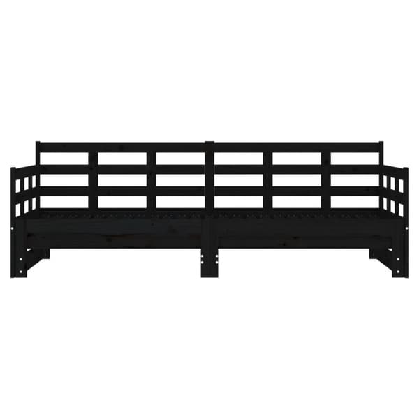 vidaXL Sohvasänky ulosvedettävä musta täysi mänty 2x (90x200) cm