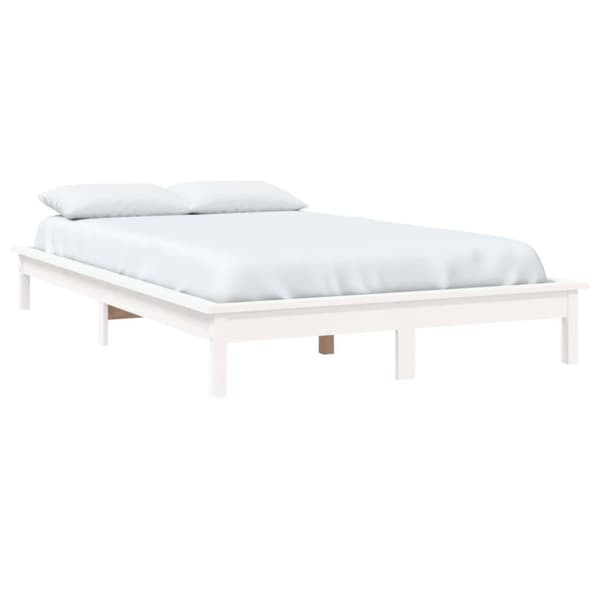 vidaXL sengeramme 160x200 cm massivt fyrretræ hvid