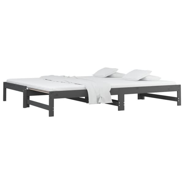 vidaXL Sohvasänky ulosvedettävä harmaa 2x (90x200) cm täysi mänty
