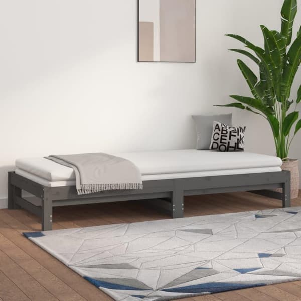 vidaXL Sohvasänky ulosvedettävä harmaa 2x (90x200) cm täysi mänty