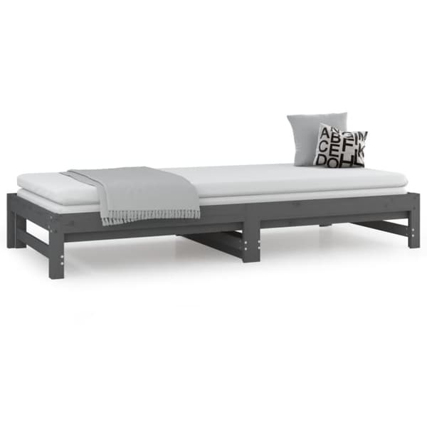 vidaXL Sohvasänky ulosvedettävä harmaa 2x (90x200) cm täysi mänty