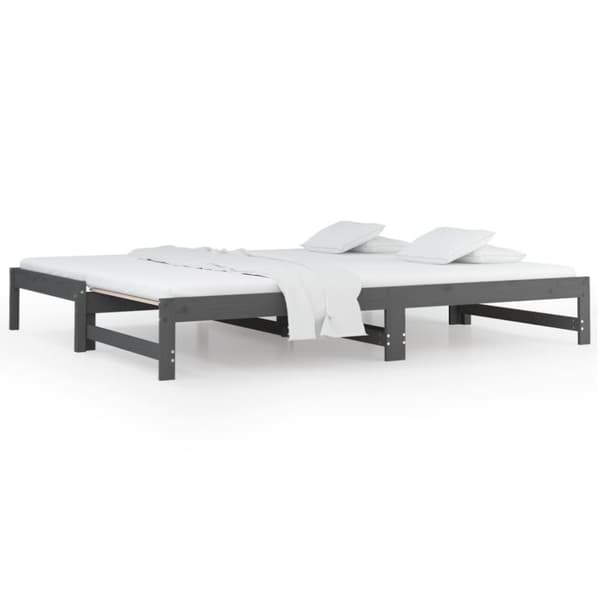 vidaXL daybed med udtræk 2x(90x200) cm massivt fyrretræ grå