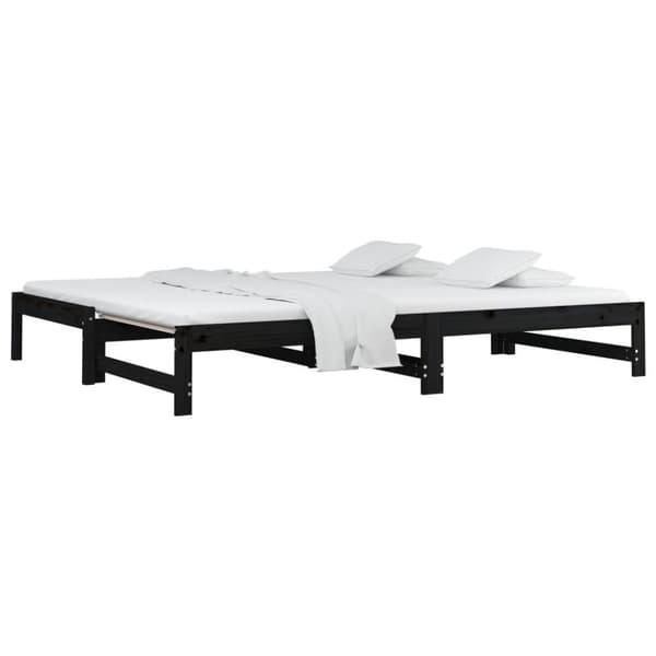 vidaXL daybed med udtræk 2x(90x200) cm massivt fyrretræ sort