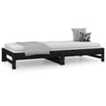Miniatyrbillede 5 af 11: vidaXL daybed med udtræk 2x(90x200) cm massivt fyrretræ sort