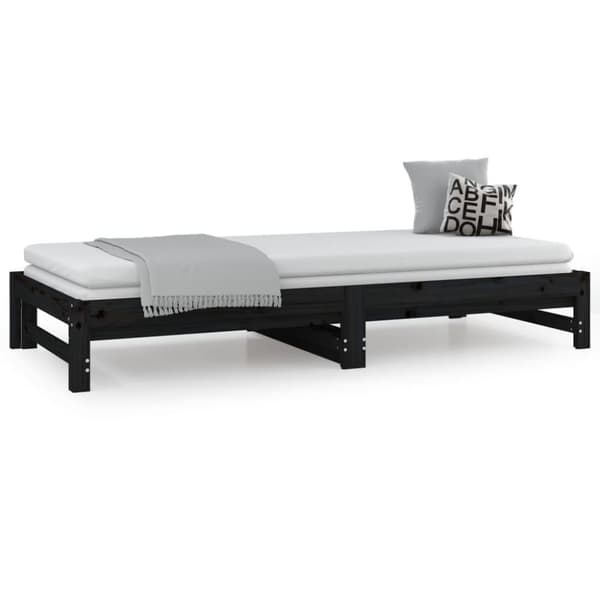 vidaXL daybed med udtræk 2x(90x200) cm massivt fyrretræ sort