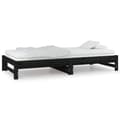 Miniatyrbillede 6 af 11: vidaXL daybed med udtræk 2x(90x200) cm massivt fyrretræ sort