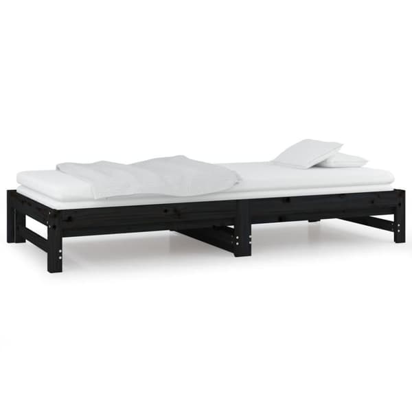 vidaXL daybed med udtræk 2x(90x200) cm massivt fyrretræ sort