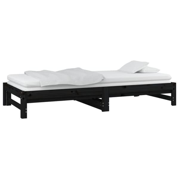 vidaXL daybed med udtræk 2x(90x200) cm massivt fyrretræ sort
