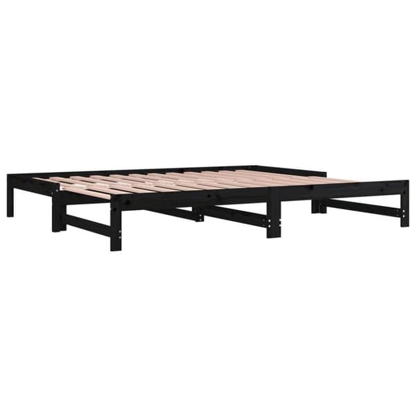 vidaXL daybed med udtræk 2x(90x200) cm massivt fyrretræ sort