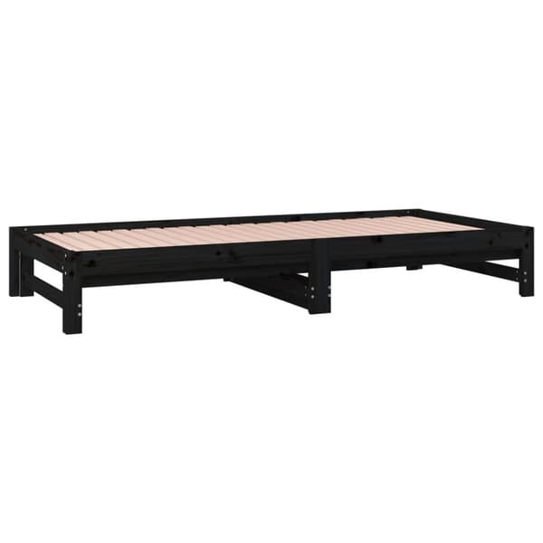 vidaXL daybed med udtræk 2x(90x200) cm massivt fyrretræ sort
