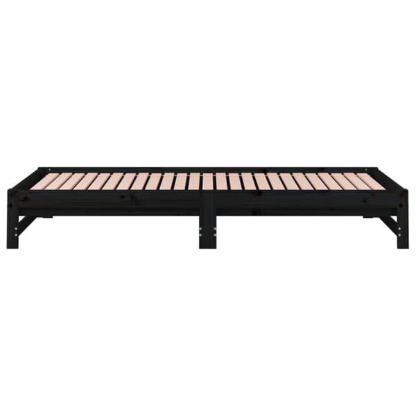 vidaXL daybed med udtræk 2x(90x200) cm massivt fyrretræ sort