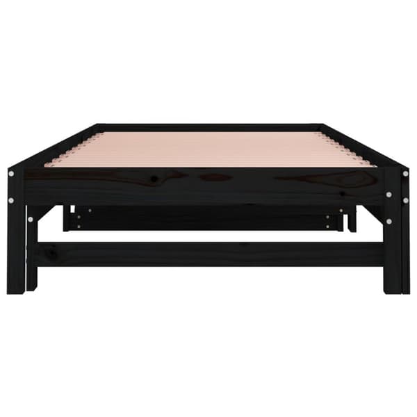 vidaXL daybed med udtræk 2x(90x200) cm massivt fyrretræ sort