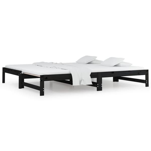 vidaXL daybed med udtræk 2x(90x200) cm massivt fyrretræ sort