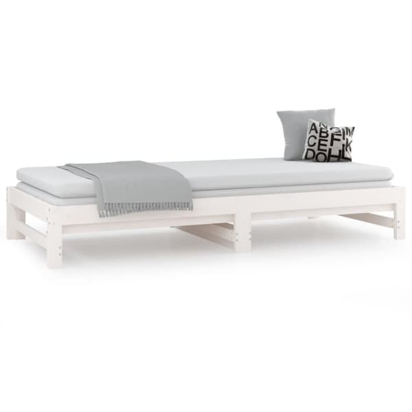 vidaXL Sohvasänky ulosvedettävä valkoinen 2x (90x200) cm täysi mänty