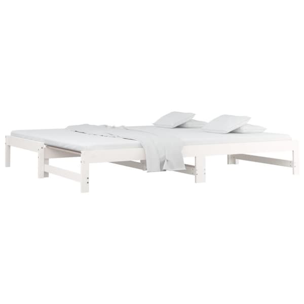 vidaXL daybed med udtræk 2x(90x190) cm massivt fyrretræ hvid