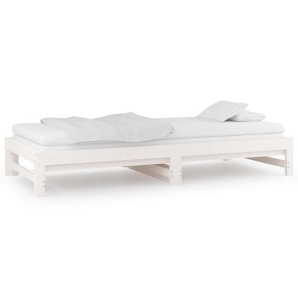 vidaXL daybed med udtræk 2x(90x190) cm massivt fyrretræ hvid
